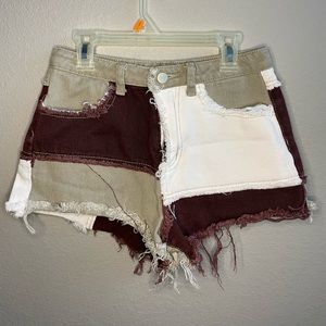 Color Block Jean Shorts